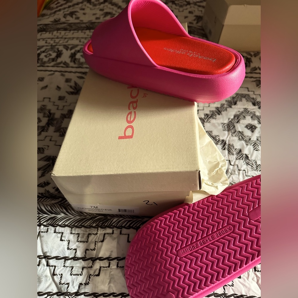 Bright Pink Slide Sandals